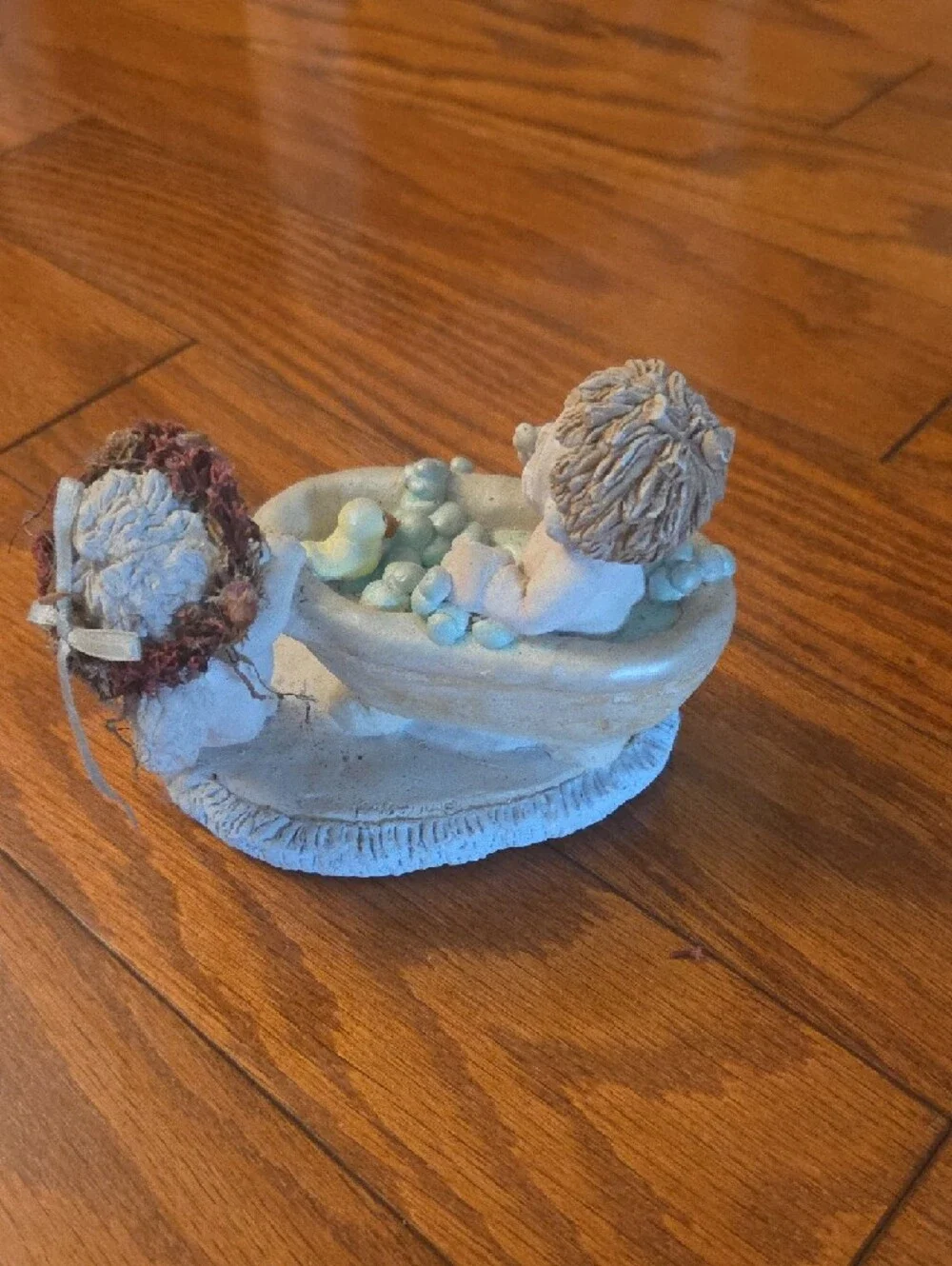 Cherub Bathroom Vanity Tray with Duck in Cream and Light Blue